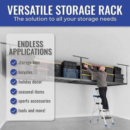 SafeRacks Heavy Duty Overhead Garage Storage Rack, 600 lb Capacity, Adjustable - Image 4