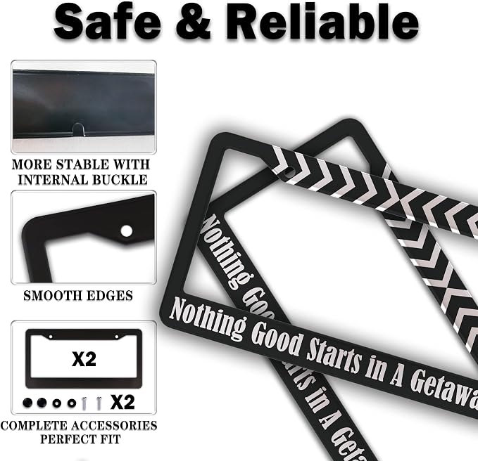 License Plate Frames Black and White Fun License Plate Frame Cover Nothing Good - Image 4