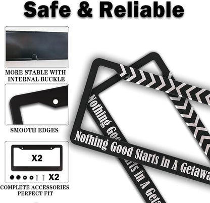 License Plate Frames Black and White Fun License Plate Frame Cover Nothing Good - Image 4