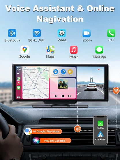 Apple Carplay Screen for Car, 10.26’’ Wireless CarPlay & Android Auto Screen - Image 4