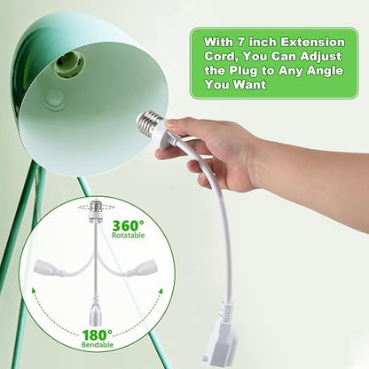 Feekoon 2 Pack 3 Outlet Light Socket Adapter, Convert E26/E27 Bulb Socket to 3 - Image 4