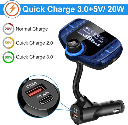 Upgraded Bluetooth FM Transmitter, Wireless Radio Adapter Hands Free Car Kit - Image 6