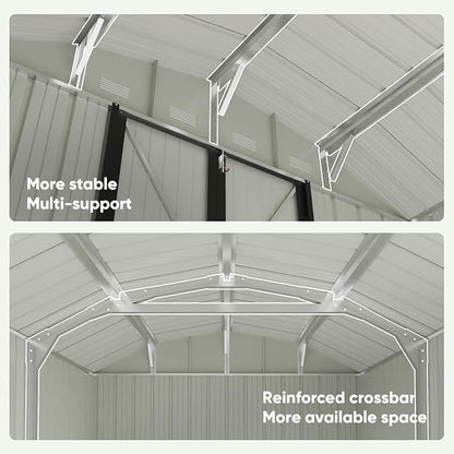 Patiowell 10 X 12 FT Barn Style Metal Storage Shed - Image 4