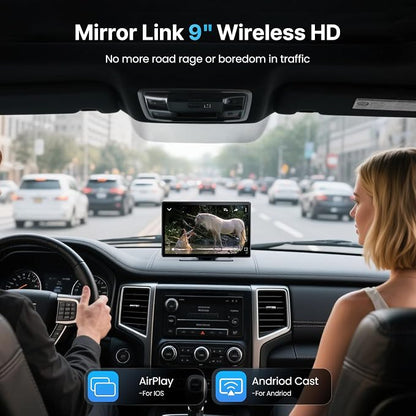 9''HD Wireless Carplay Screen For Car 4K Dash Cam&1080P Backup Camera - Image 3