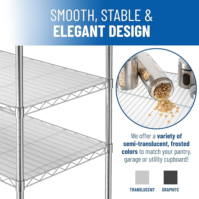 Shelf Liners for Wire Shelf System: Set of 5 in Graphite: 18 x 42 inch: Plastic - Image 6