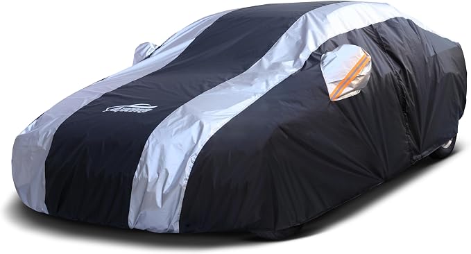 Full Exterior Covers with Silver Stripe Design, Sedan Car Cover by AltoCover