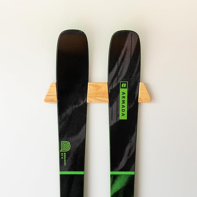 StoreYourBoard Minimalist Wood Ski Rack – Vertical Ski Storage Holder by StoreYourBoard