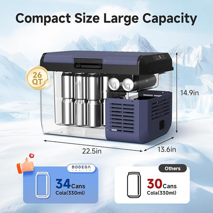 BODEGACOOLER 12 volt Car Refrigerator - 26QT Portable Freezer IPX4 Waterproof - Image 2
