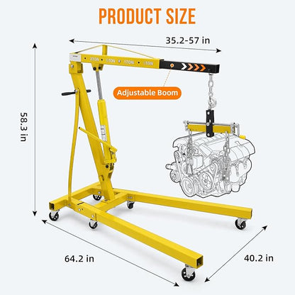 Engine Hoist with Lever, 2 Ton 4000 Lbs Heavy Duty Folding Cherry Picker Engine - Image 3