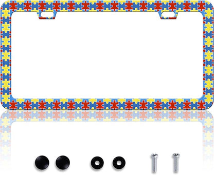 Autism Awareness License Plate Frame Puzzle License Plate Frames Personalise by HOWKWAWY
