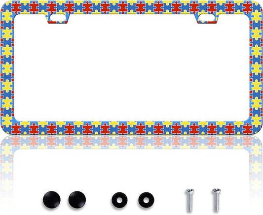 Autism Awareness License Plate Frame Puzzle License Plate Frames Personalise by HOWKWAWY
