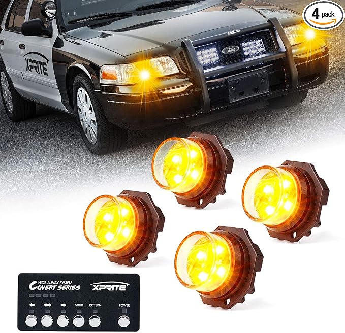 Xprite Amber LED Hideaway Strobe Lights Kit 20 Flashing Patterns w/Control by XPRITE