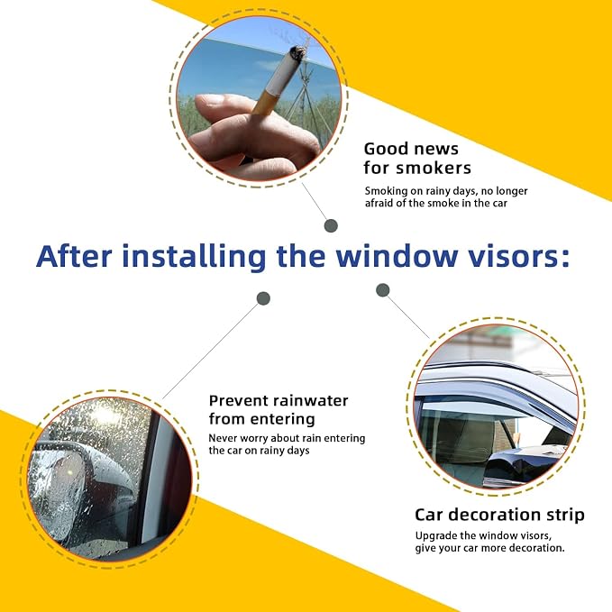 4pcs Smoke Tint with Chrome Trim Window Visors Compatible with Compatible with - Image 5