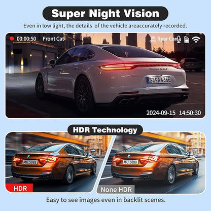 Dash Cam Front and Rear, UHD 4K Night Vision Dash Camera - Image 2