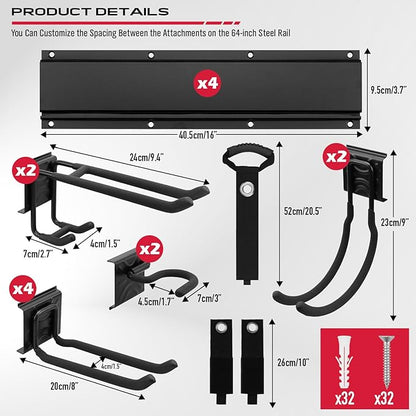 64" Heavy Duty Garage Storage Tool Organizer Wall Mount - Image 3