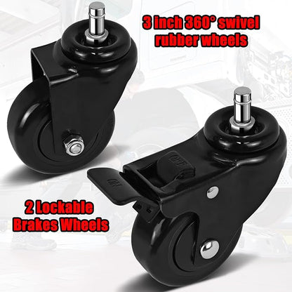 Rolling Shop Stool with Wheels, Heavy Duty Garage Work Mechanic Stool with - Image 8