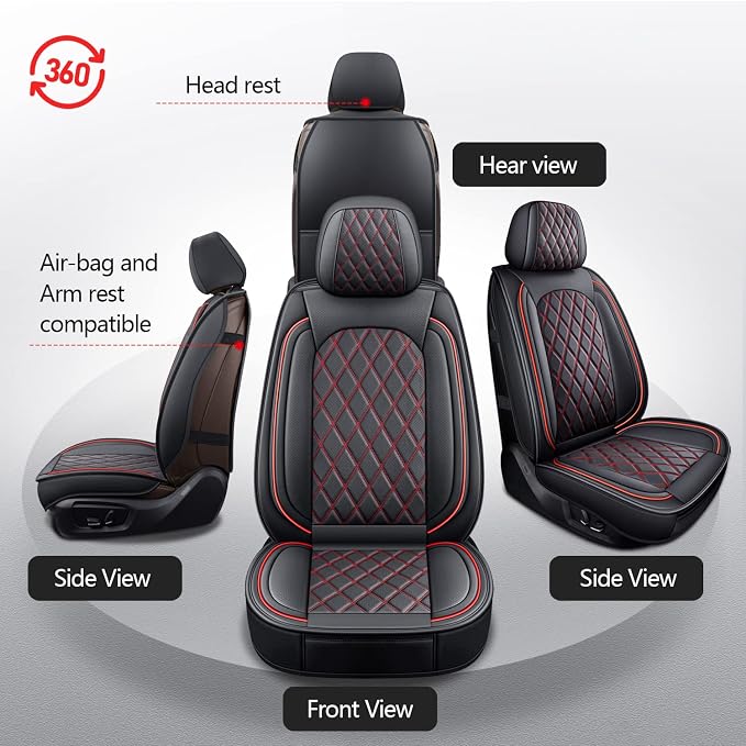 MIROZO Ram Seat Covers Full Set, Faux Leather Truck Seat Covers Compatible - Image 7