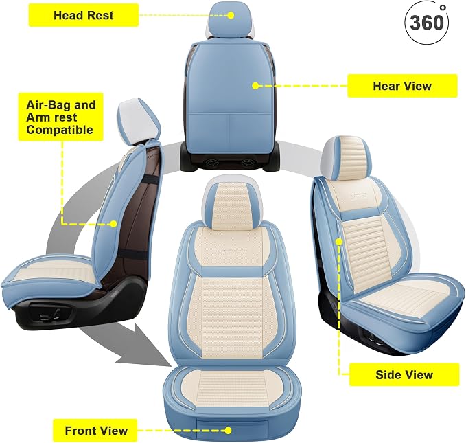 LINGVIDO Car Seat Covers, Breathable and Waterproof Faux Leather Automotive - Image 2