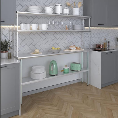 Amgood Stainless Steel Work Table Double Tier Overshelf | NSF - Image 5
