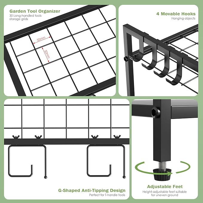 Garden Tool Organizer Rack for Garage, Yard Tool Tower Rack Organizer, Tools - Image 3