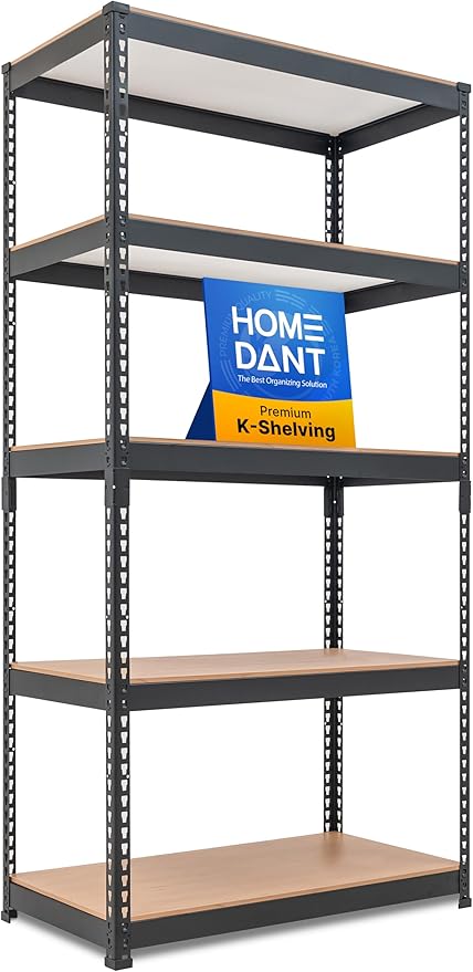 HOMEDANT 5 Tier Laminated Boltless Metal Shelving Unit Adjustable Garage by TheBestOrganizingSolution