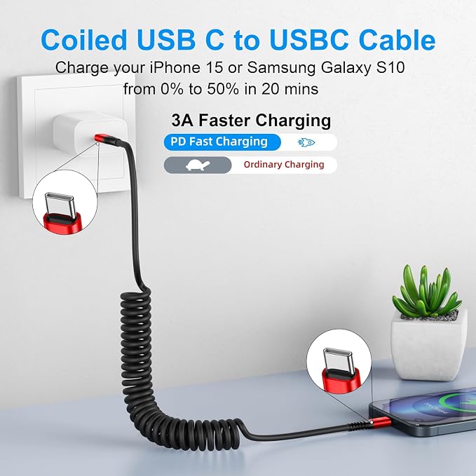 USB C to USB C Cable 6ft, Type C Fast Charging Compatible - Image 2