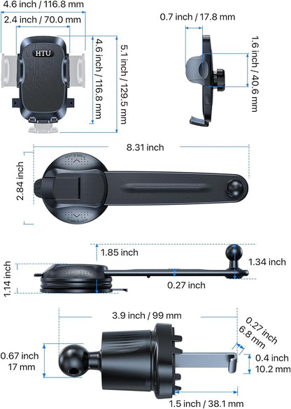 HTU Upgraded Strongest Suction Car Phone Holder Bendable Arm, Never Block View - Image 8
