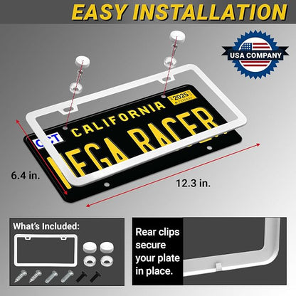 Premium Slim Sleek White License Plate Frame – 1 Pack, Rust-Free & Rattle-Free - Image 6