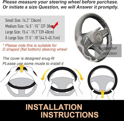 PINCTROT D Shaped Comfy Grip Steering Wheel Cover, Anti-Slip Design, Flat - Image 6