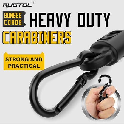 Bungee Cords with Hooks, 48 Inch Adjustable Green Bungee Cords with Carabiner - Image 6