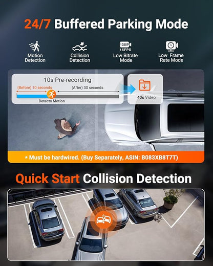 Vantrue N4S 3 Channel Front Inside Rear Dash Cam, 2.7K+1440P+1440P WiFi Dash - Image 6