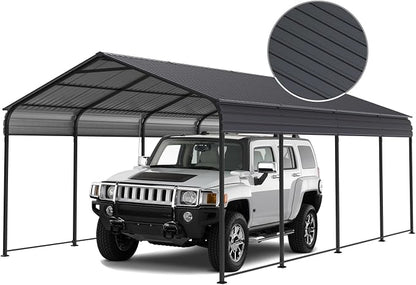 12x20x8.7 FT Carport with Galvanized Steel Roof, Heavy Duty Metal Carport Canopy by Vigohuseeo