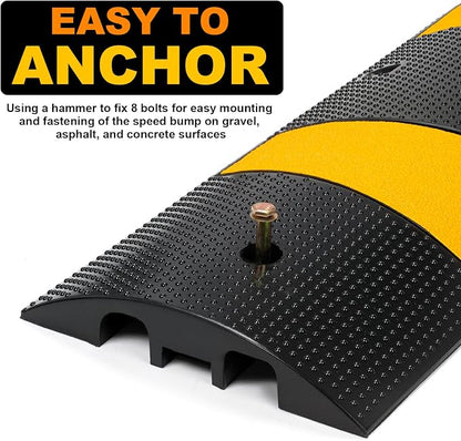 2 Channel Rubber Speed Bumps Humps, 6 Feet Long Traffic Driveway Ramp - Image 5