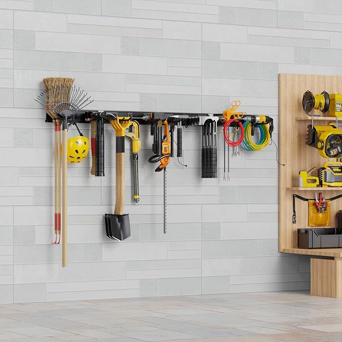 Garage Organzier Wall Mount, 48 Inch Garden Tool Organizer, Adjustable Tool - Image 2