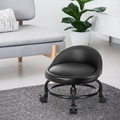 Rolling Stool with Backrest Low Height Rolling Stools, Low Roller Stool Chair - Image 2