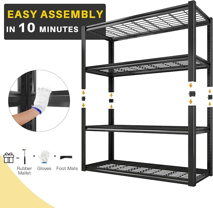 REIBII 40" W Garage Shelving 2240 LBS Storage Shelves Adjustable Metal Shelving - Image 8