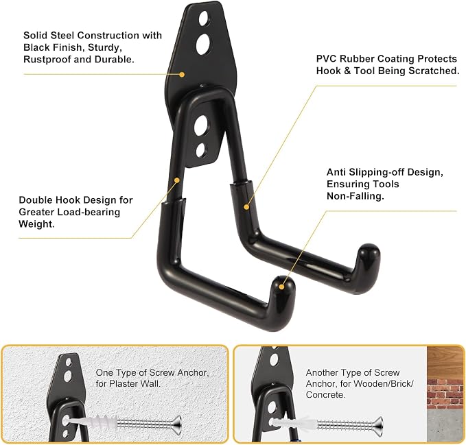 Garage Hook Heavy Duty Wall Storage Hangers, 24 Pack Garage Storage Hooks Steel - Image 4