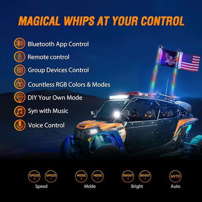 Nilight 2PCS 6FT RGB LED Whip Light - Image 2