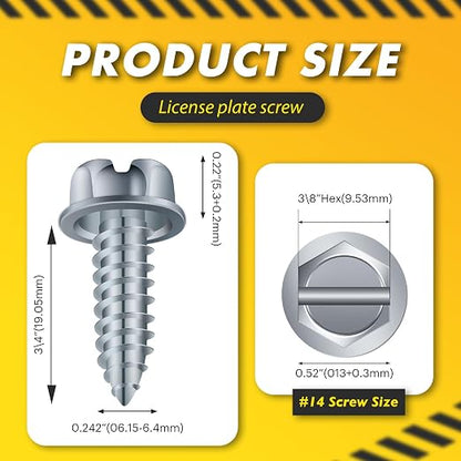 【Upgraded】 100 Pcs License Plate Mounting Screws - Image 3