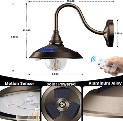SIEDiNLAR Solar Barn Light Outdoor 3 Modes 2 Lighting, Aluminum Gooseneck Wall - Image 4