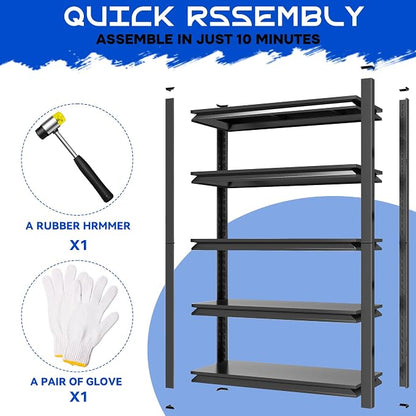 59''H Garage Shelving Heavy Duty Rack, 3000 LBS Extra Large Capacity 5 Tier - Image 4