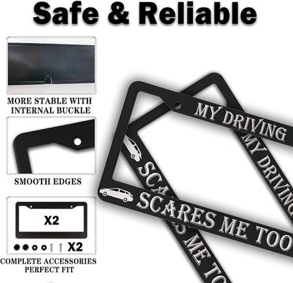 Fun License Plate Frame Cover Black and White License Plate Frames My Driving - Image 4