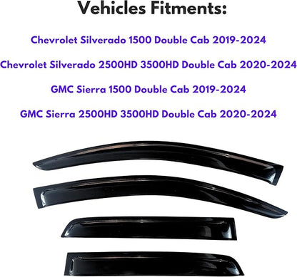 KPY Window Visor for 2019-2024 GMC Sierra Extended Cab & Chevrolet Silverado - Image 2