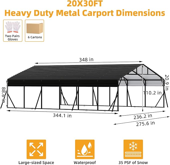 20x30FT Metal Carport Kits - Image 2