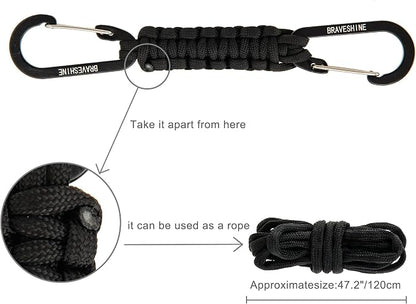 BRAVESHINE Paracord Keychain Carabiner Clip, D Ring Lanyard Hanger Stroller Hook - Image 3