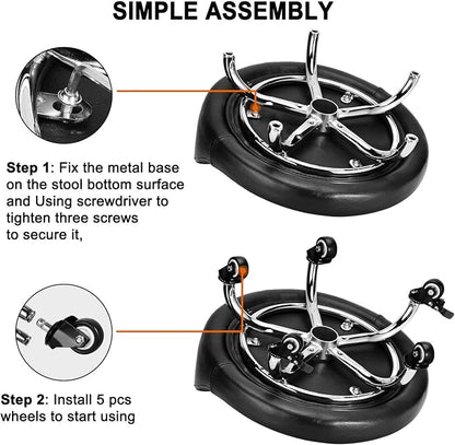 Rolling Stool with Backrest Low Height Rolling Stool with PU Leather, Roller - Image 8