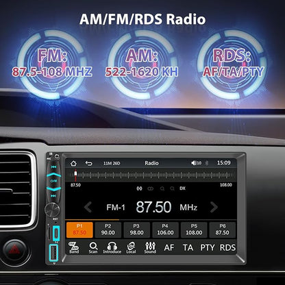 7" Wireless Double Din Car Stereo Apple Carplay Radio Screen - Image 6