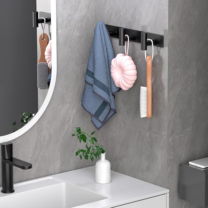 Wall Mounted Coat Rack-3 Hooks, Heavy Duty Stainless Steel Hook Rail - Image 5