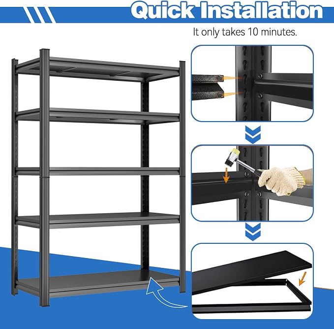 Garage Shelving 3500LBS Storage Shelves 5-Tier Adjustable Metal Shelving Units - Image 3