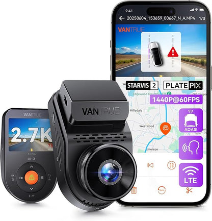 Vantrue S1 Pro 2.7K Front Mini Dash Cam, 2.5K@60FPS, STARVIS 2, Voice Control by VANTRUE
